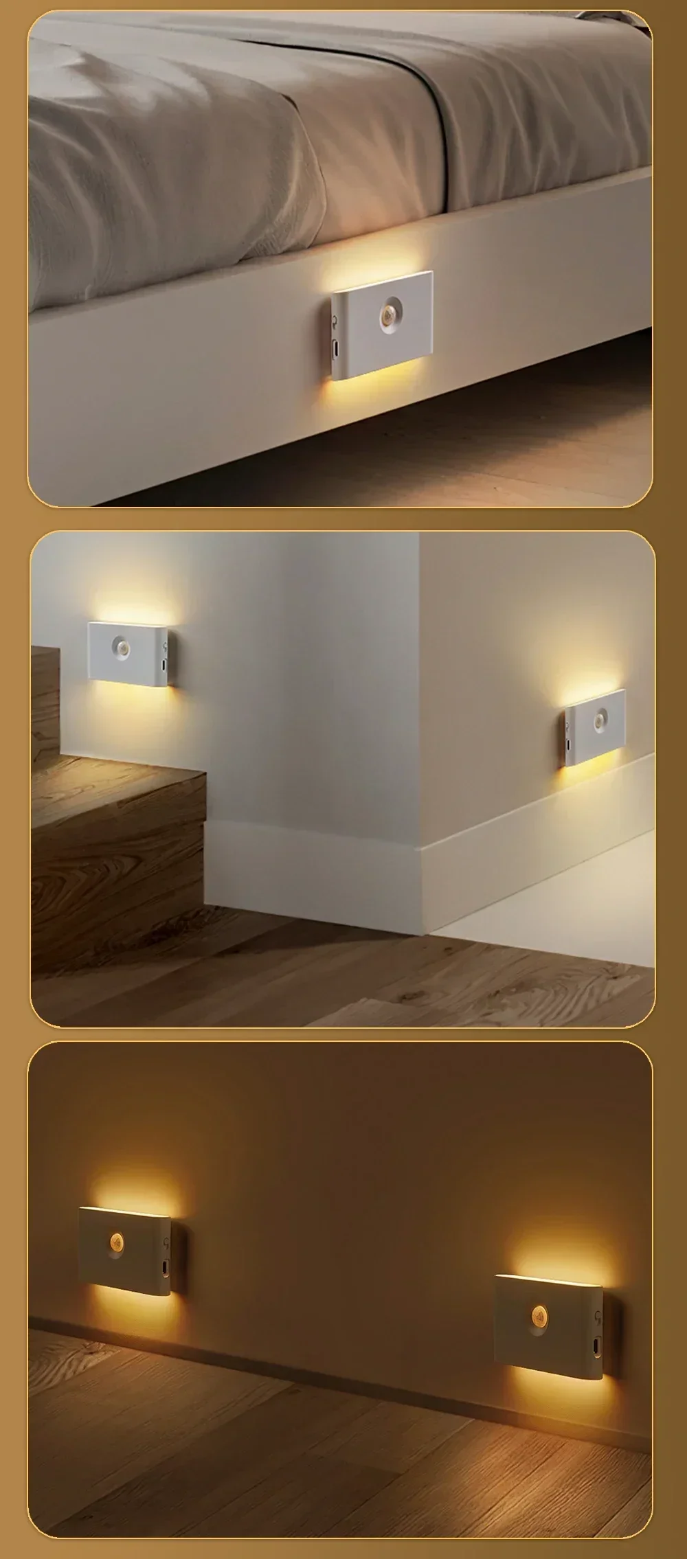 Intelligent Wooden Magnetic Suction Lamp LED Charging Night Light Staircase Corridor Bedroom Atmosphere Human Body Sensing Light Sbe980022fbd74fa2bfbc8e652dc1516do