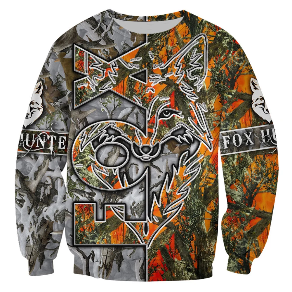Men Hoodie Animal Fox Hunting 3D All Over Printed Pullover Unisex Fashion Zipper Hooded Summer Coat Sudadera Hombre