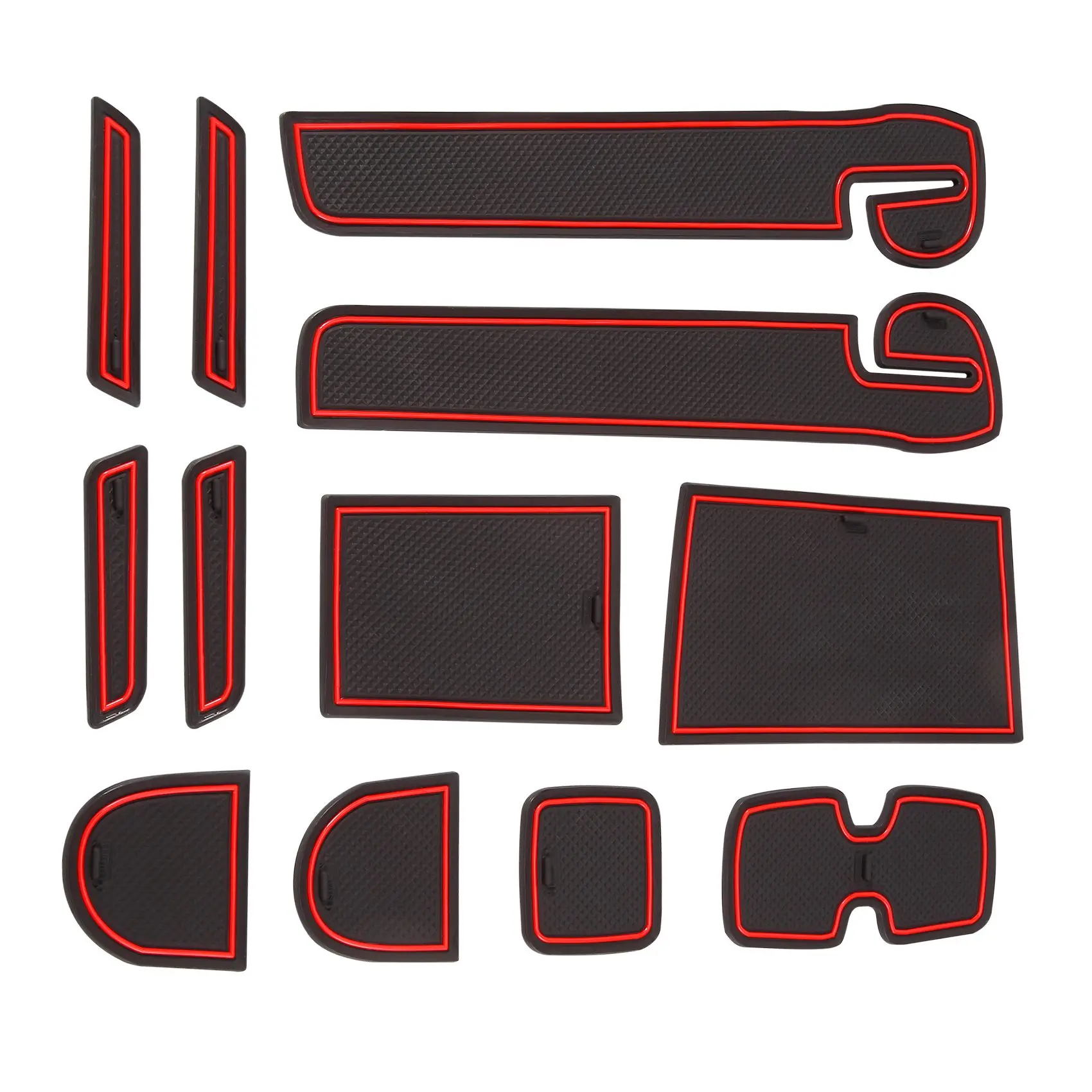 For Suzuki Swift 2018 12Pcs Anti-Slip Non-Slip Rubber Decorative Cup Holder Sticker Gate Slot Pad Door Groove Mat - Red