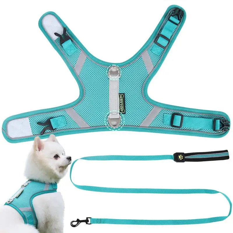 

Medium Dog Harness Dog Vest Strap Breathable Harness Air Mesh Dog Harness Reflective Leashh Set Bulldog Pets Dogs Accessories