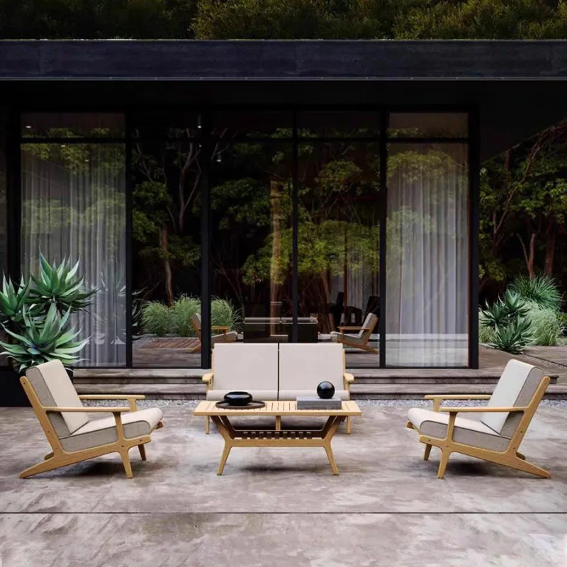 

Outdoor open-air patio garden villa rainproof leisure teak sofa furniture