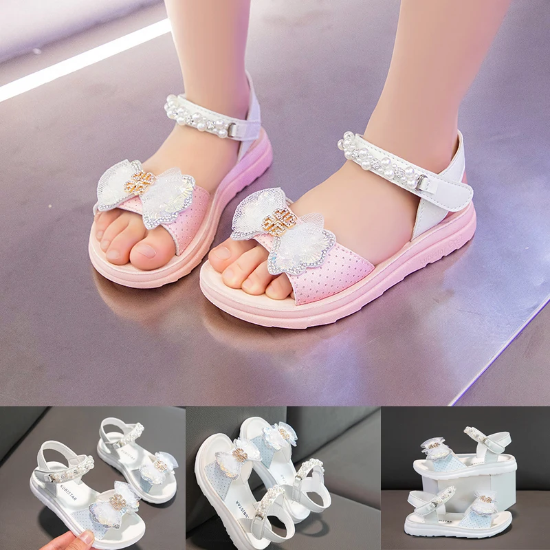 

Sandals for Girl Summer Princess Shoes 2022 New Bow Cute Children Sandals Toddler Baby Soft Casual School Girl Shoes