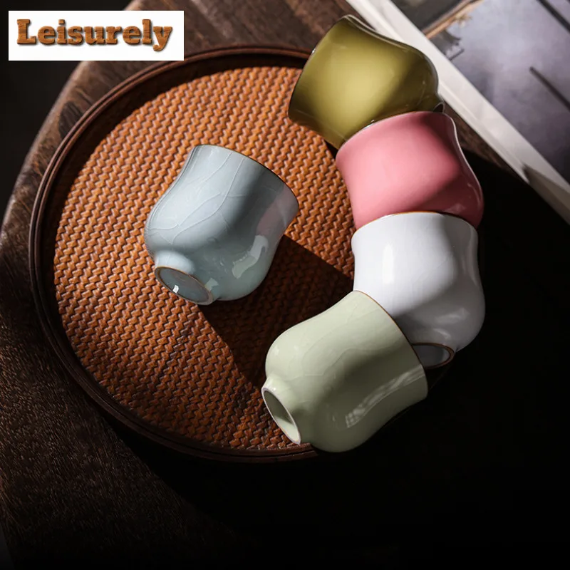 150ml Ru Kiln Porcelain Beauty Teacup Tea Bowl Single Cups Tea-tasting Smelling Cup Chazhan Master Cups Coffee Mugs Drinkware