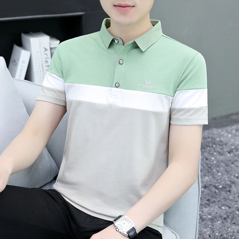 polo shirt men 2023 summer new high quality cotton men's Short sleeve Solid color Business casual polo shirt size M-4XL