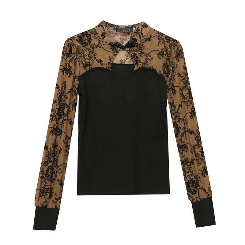 Fall Winter Vintage Clothes T-Shirt Fashion Sexy Hollow Out