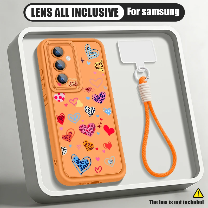 Colorful Hearts Print Lanyard Phone Case Cover