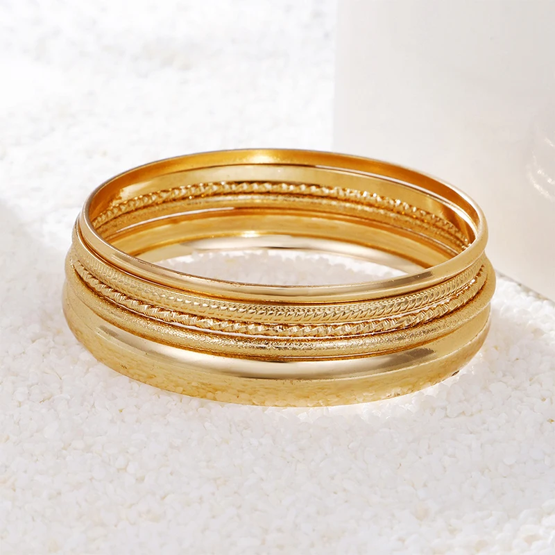 Gold Color Metal Alloy Big Circle Bracelet Bangles Sets For Women Girls Punk Bracelet Jewelry 12PCS/SET 6.8CM bracelet jewelry