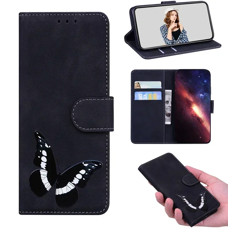 Elegant Leather Flip Wallet Case with Magnetic Closure and Anti-Fall Protection