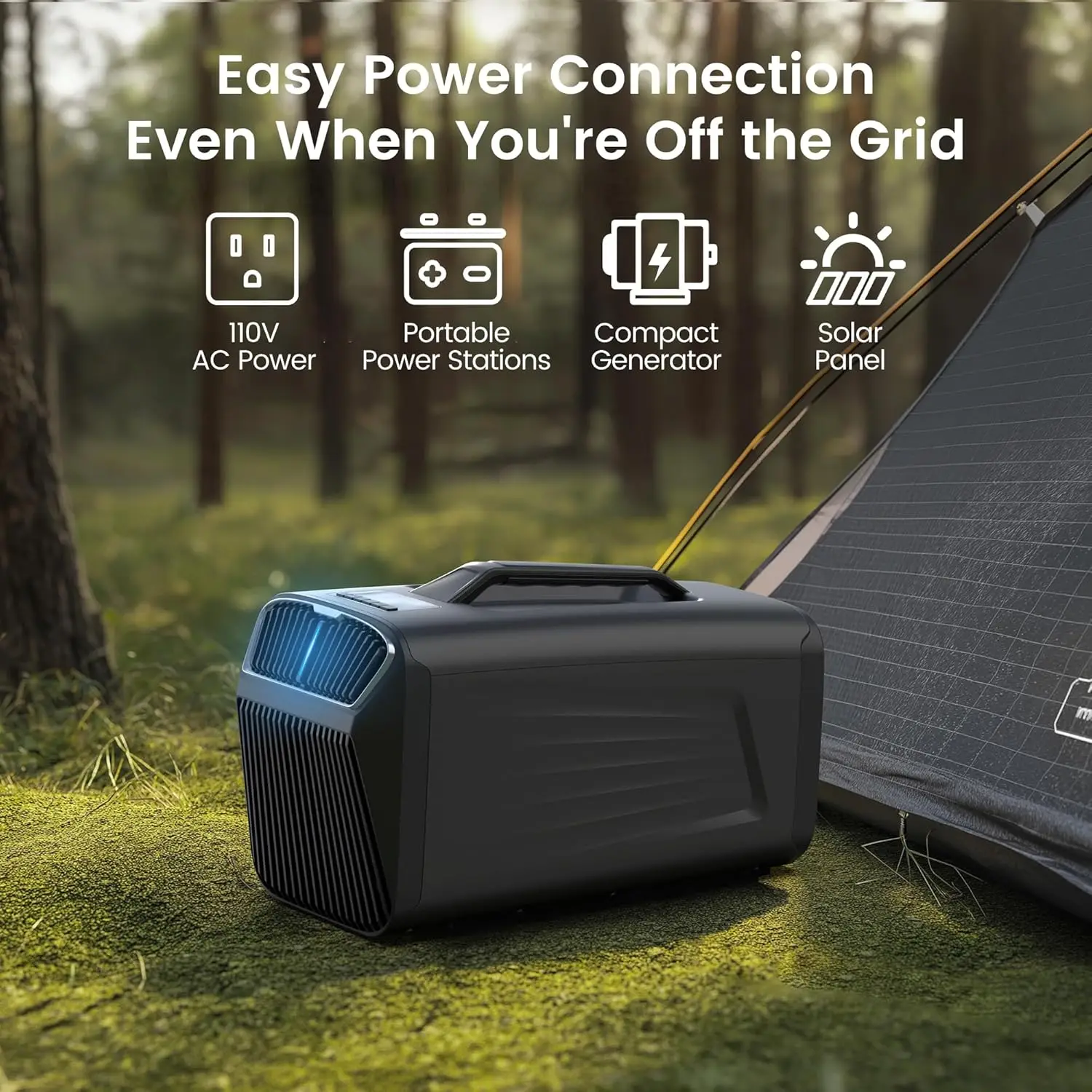 Climatiseur portable BTU pour le refroidissement/chauffage - pour tente, camping, camping-car, maison et voiture - Couvre jusqu'à 150 pieds carrés Ft. Télécommande 3