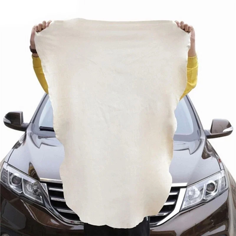 Natural Shammy Chamois Leather Car Cleaning Cloth  Leather Wash Car Glass Drying Cleaning Cloth Quick Dry car wash towel 2