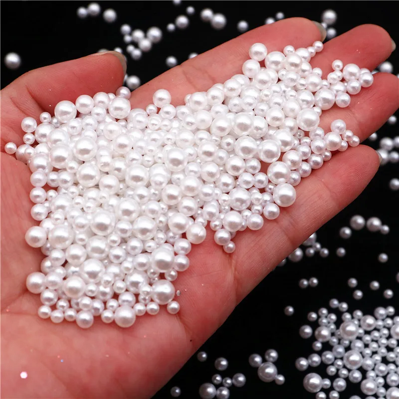 Imitation Pearl Beads White Ivory No holes Round 3mm 4mm 5mm Mix Loose DIY Craft Nail Art Scrapbook Phone Decoration