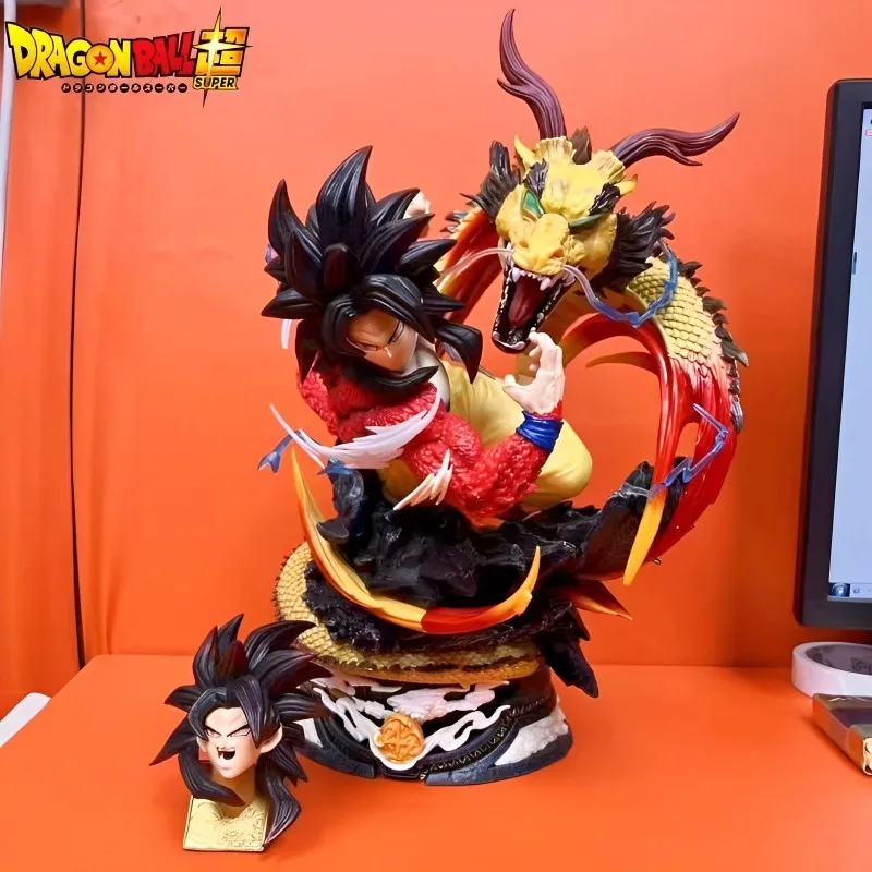 Dragon Ball Figure 45Cm Double Head Dragon Fist Son Goku Ssj4 Action Figures Pvc Anime Statue Collection Doll Model Gifts Toys