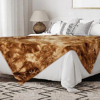 Tie-dye Imitation Rabbit Fur Blanket Luxury Fluffy Cozy Comfortable Warm Throw Blanket for Winter Decor Home Sofa Bedspread 6