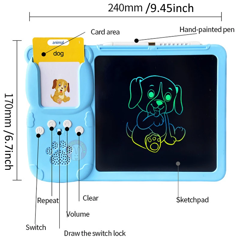 Talking Flash Cards LCD Writing Tablet Board Pad Toddler Toy To Learn English Montessori Games For Children ABC Letters Learning 6