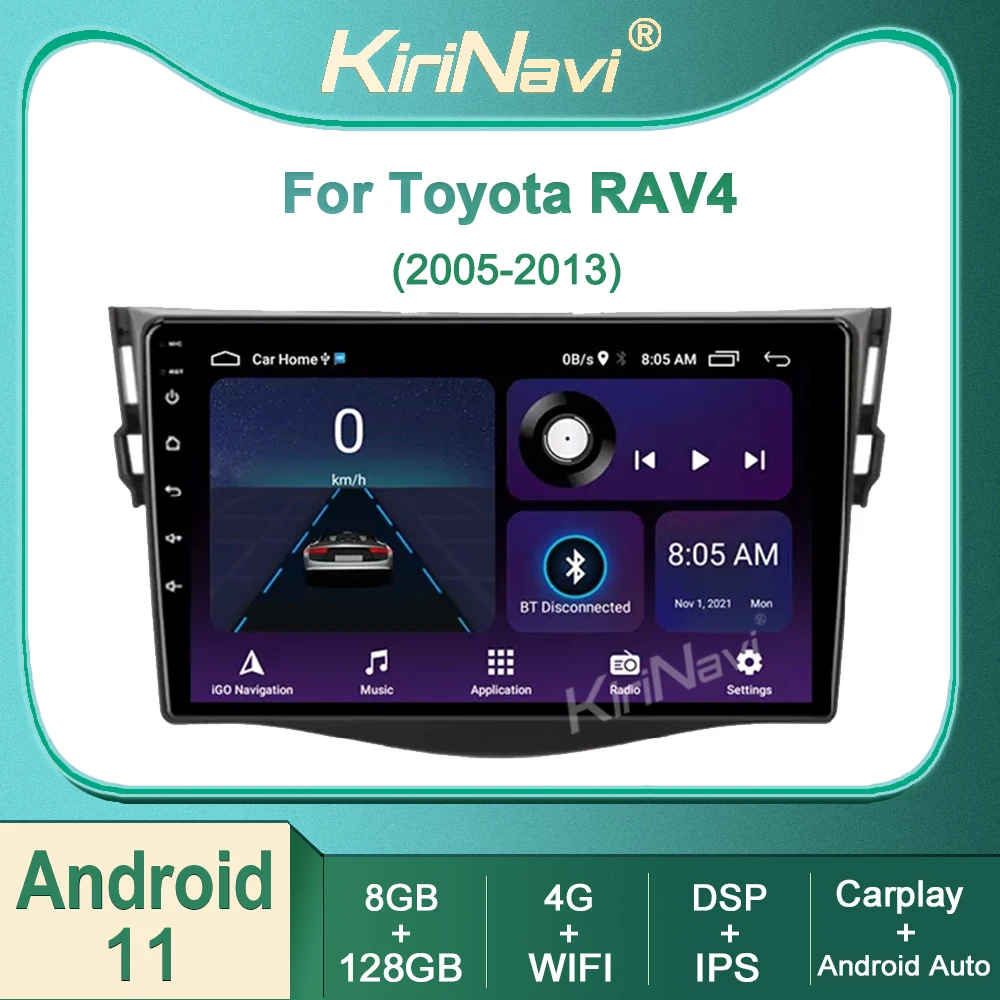 

Автомагнитола для Toyota RAV4 RAV 4 2005-2013, мультимедийный видеоплеер с GPS-навигацией, 2 din, DVD, Android 11, Стерео Авторадио