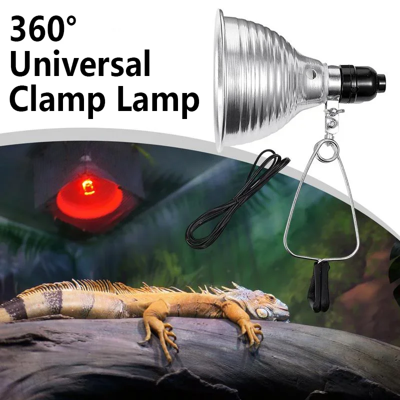 Reptile Ceramic Heat Lamp Bulb Aluminum Lampshade Terrarium Lighting Set for Turtle Snake Heating Light Lizard Lighting Supplies