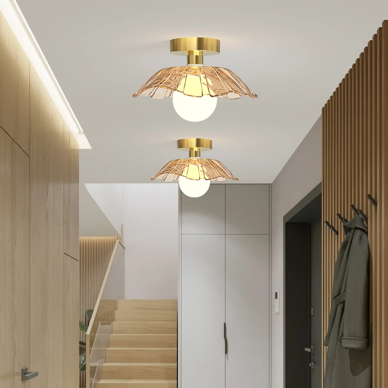 

Glass Corridor Ceiling Lights Cloakroom Simple Balcony Japanese Style Entrance Hall Staircase Ceiling Lamp For Living Room