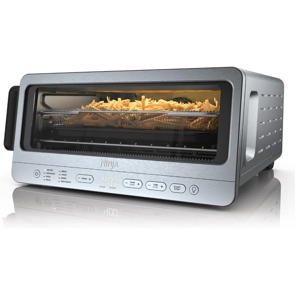Flip Toaster Oven & Air Fryer, 8-in-1 Functionality,Flip Up & Away Capability for Storage Space,Wire Rack Removable Crumb Tray