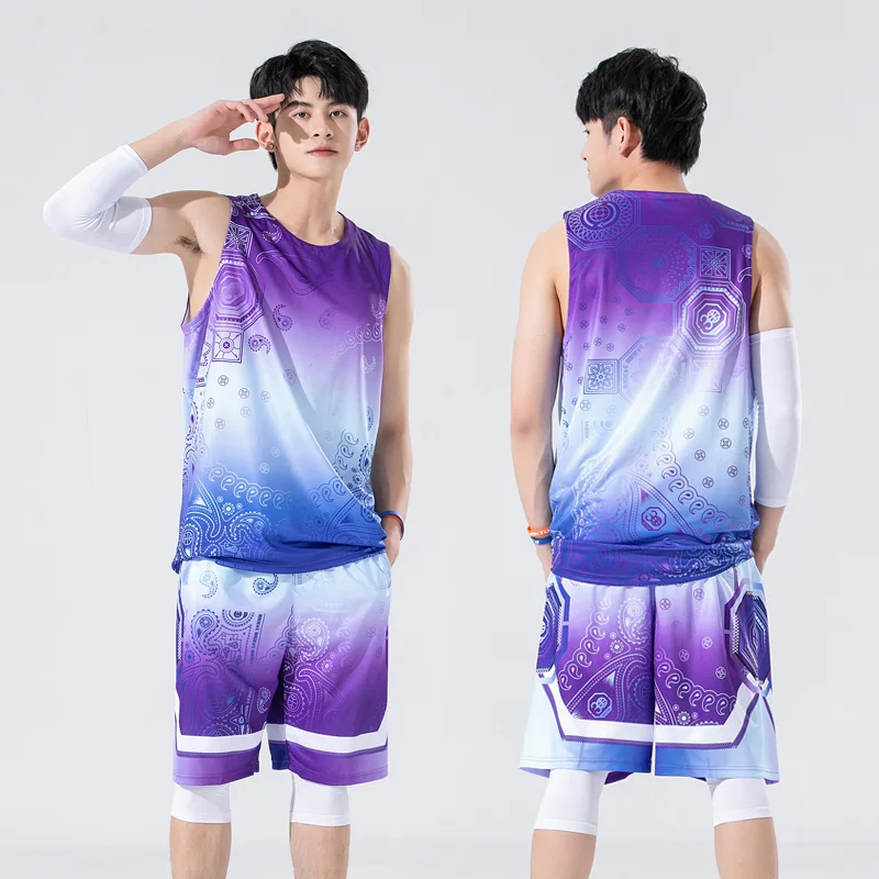 Men Basketball Jersey College Basketball Uniform Breathable Sleeveless Shirt Short Team Suit For Adult B306