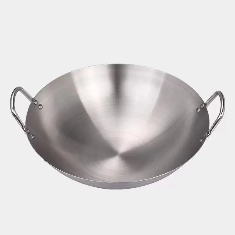Stainless Steel Double Ear Frying Pan Uncoated Thickened