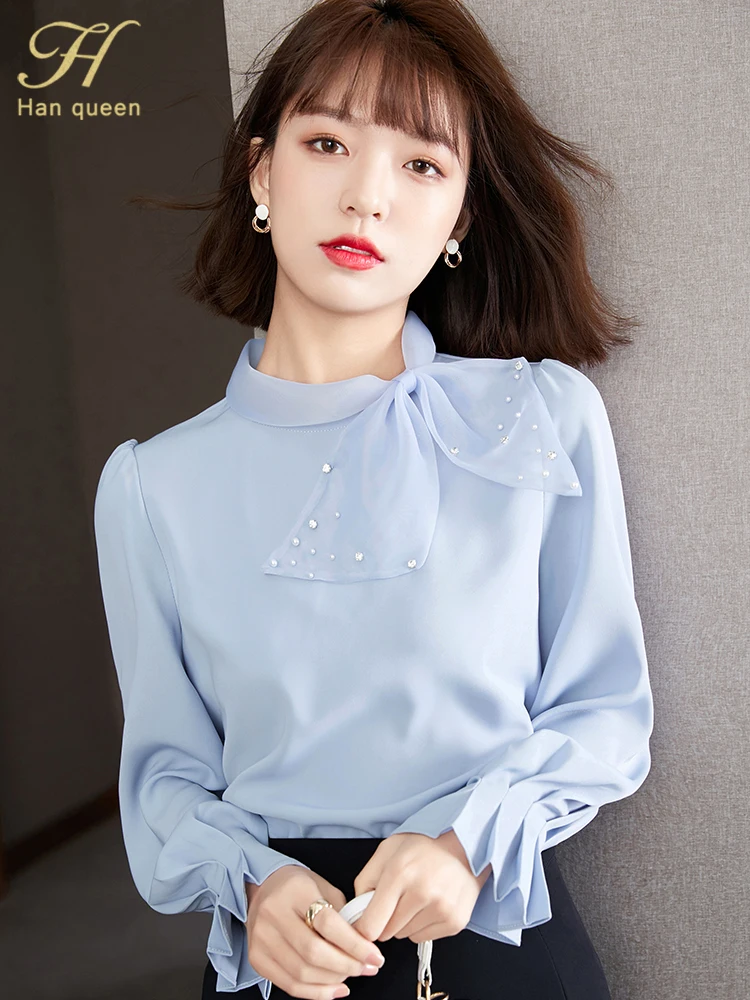 Women Office Tops Blouses Han Casual Blouses Top Queen Office Women