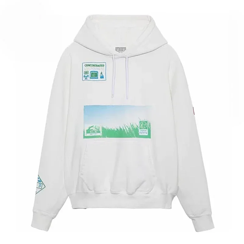 

Мужская толстовка с капюшоном LIFE CAVEMPT Y2k, уличная одежда, белая рубашка с длинными рукавами и штампами, Женская Повседневная Толстовка