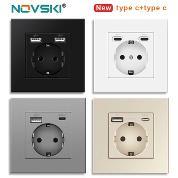 novski ปลั๊ก usb ผนัง, แผงรูปแบบใหม่มากมาย, ซ็อกเก็ตห้อง, ac 110 v-250 v 16a ผนังฝัง, ปลั๊กมาตรฐาน usb eu คู่ 1