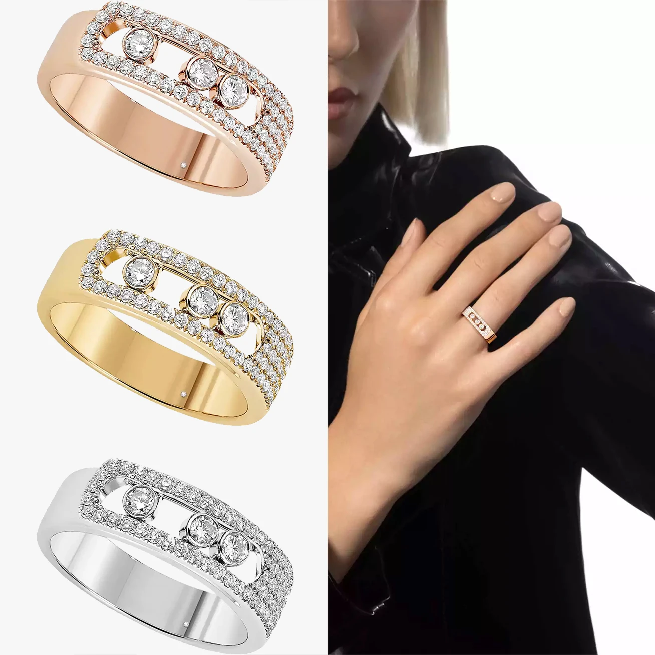 LRGKMCWTOB Sparkly Full Cubic Zirconia Silver Ring For