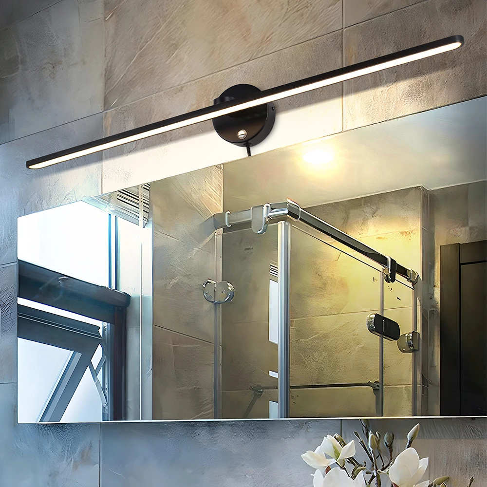MantoLite LED Dimmable Bathroom Vanity Lighting Fixture,32Inch Picture Wall Sconce Mounted Plug Bathroom Mirror Front Light 18W