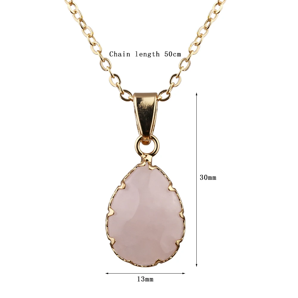 Natural stone Water Drop Rose Quartz Necklace Banquet party ladies clavicle chain clothing matching accessories