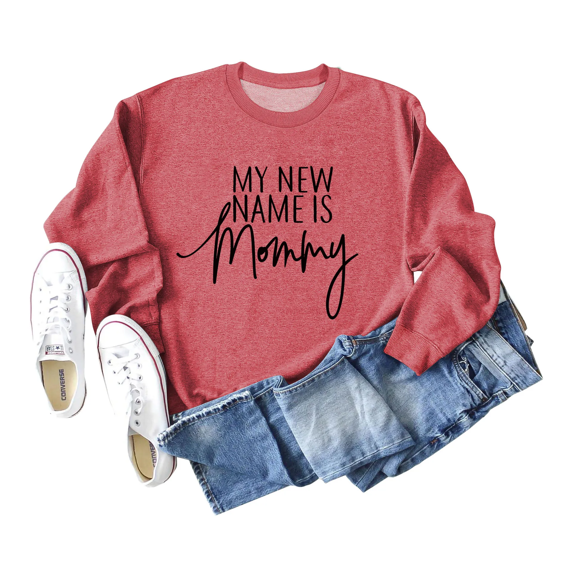 

Women's Fall and Winter My New Name Is Mommy Letters Casual Sweatshirt