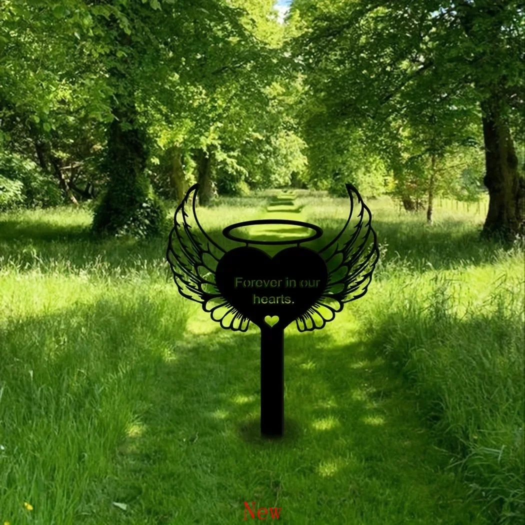 

Heart with Angel Wings Memorial Stake Metal Garden Stake Yard Decor Stake Metal Memorial Grave Marker Pet Memorial Gift wall d