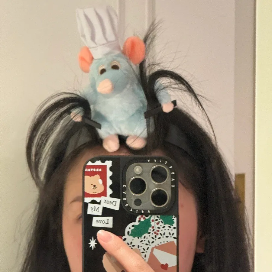 Ratatouille Mouse Head Hairband Capybara Funny Plush Hair Hoop Halloween Decor Capibara Women Hair Band Makeup Headdress Hairpin plush toy accessories,headband hair clip