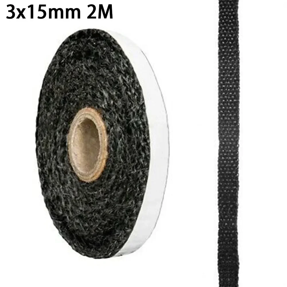 Black Flat Stoves Rope Self-Adhesive Fiberglass Fireplace Door Sealing Cord Replacement Gasket Tape 10/15mm Width 2m Length