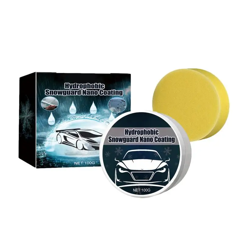 

Car Snow Removing Paste 100g Mild Snow Cleaning Hydrophobic Cream With Sponge Glass Frost Removing Cream To Ensure Driving Safet