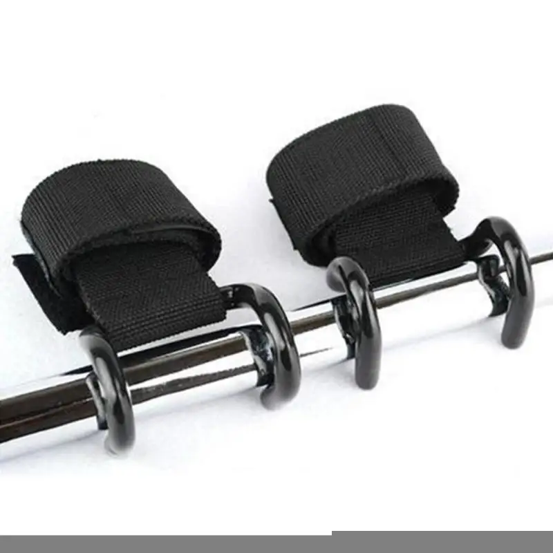 1PC Adjustable Strong Steel Hook Grips Straps Weight Lifting Strength Training Gym Fitness Black Wrist Support Lift Straps 2
