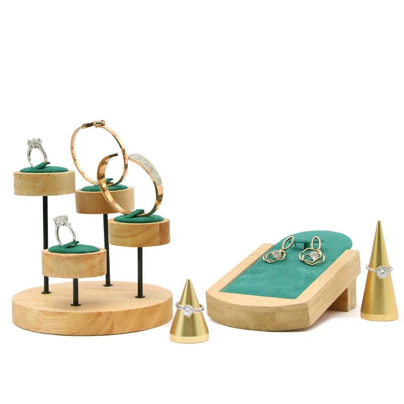 

Green Jewelry Bracelet Ring For Counter Jewellry Dispaly Jewelry Earring Holder Ornament Display Stand Green Microfiber