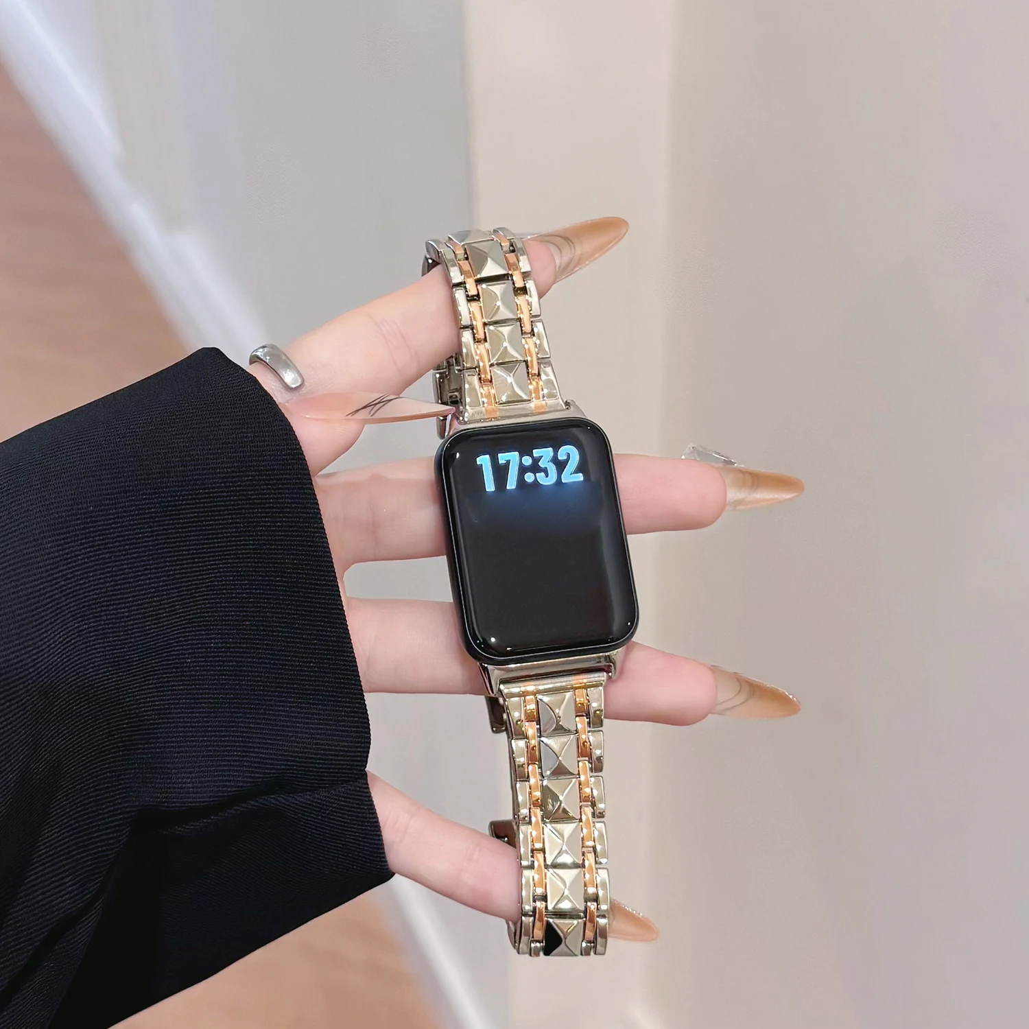 Helles Metallarmband mit Schmetterlingsschnalle, geeignet für Xiaomi Band 8/9 Pro, vielseitiges Armband, geeignet für Redmi Watch 4 5, Shining – Detail 10