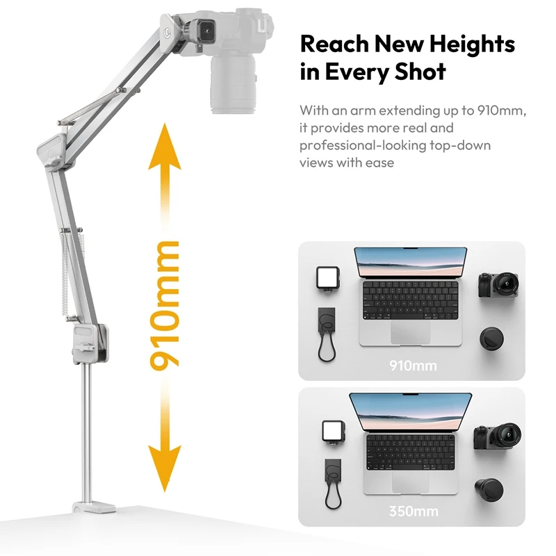 울란지 TH04 오버헤드 카메라 마운트 마이크 스탠드 탈착식 C-클램프 2KG 하중 카메라 마이크 소프트박스 용 Uka F38 아르카