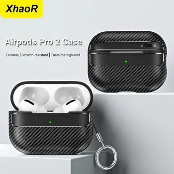 For Original Airpods Pro 2 Case Carbon Fiber Texture Soft Silicone Earphone Case Shockproof With Hook For Funda Air Pods 4 Cover 1