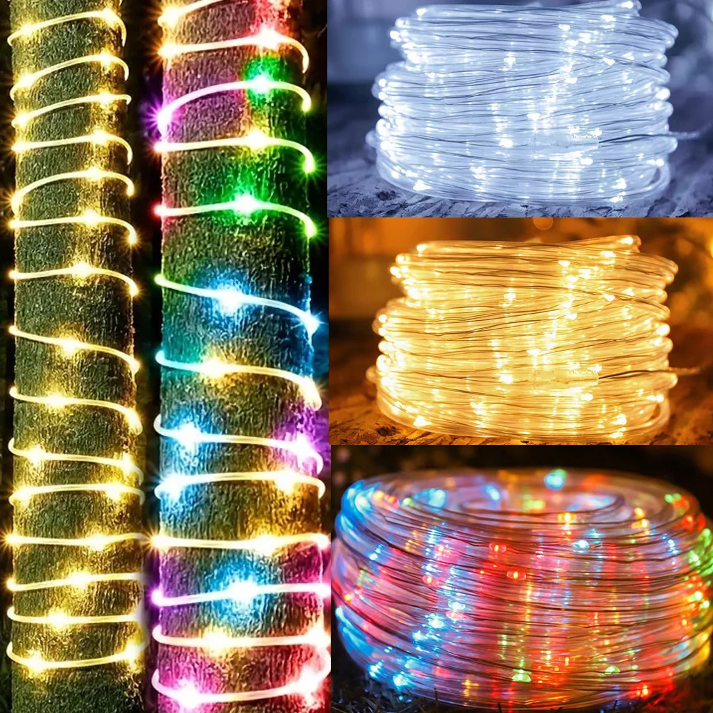 Solar-Powered Waterproof LED String Lights for Outdoor and Home Decoration