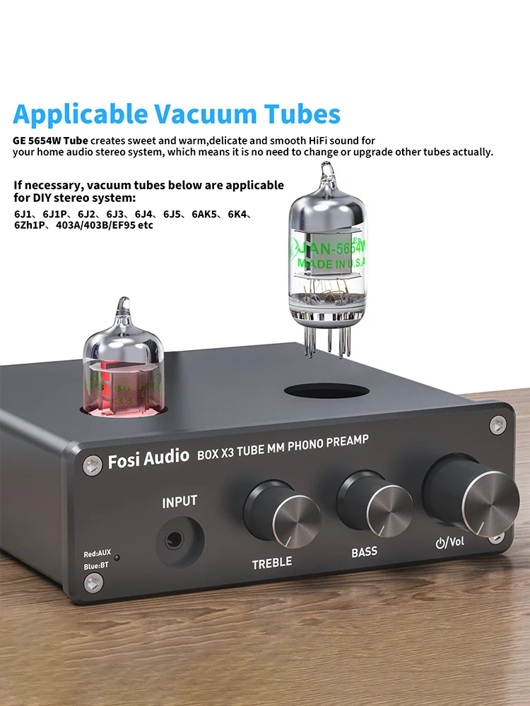 Fosi Audio BOX X3 Bluetooth Phono Preamp for Turntable Phonograph Preamplifier with Vacuum Tube Amplifier HiFi audio amplifier board stereo amplifier