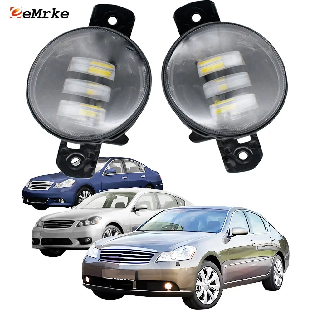 

White+Yellow Led Fog Lamp Assembly DRL Lens 12V H11 20W Car Fog Light for Infiniti M35 M35x M45 M35S M45S Nissan Fuga 2006-2010