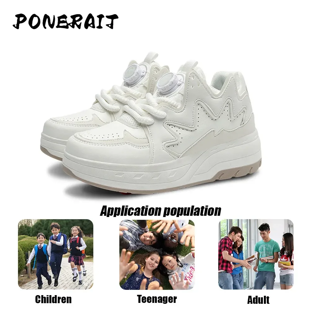 Girls 2-wheel High-top Roller Shoes Fashion Parkour Sneakers With Wheels Women's Retractable Dual-purpose Skates Sports Shoes