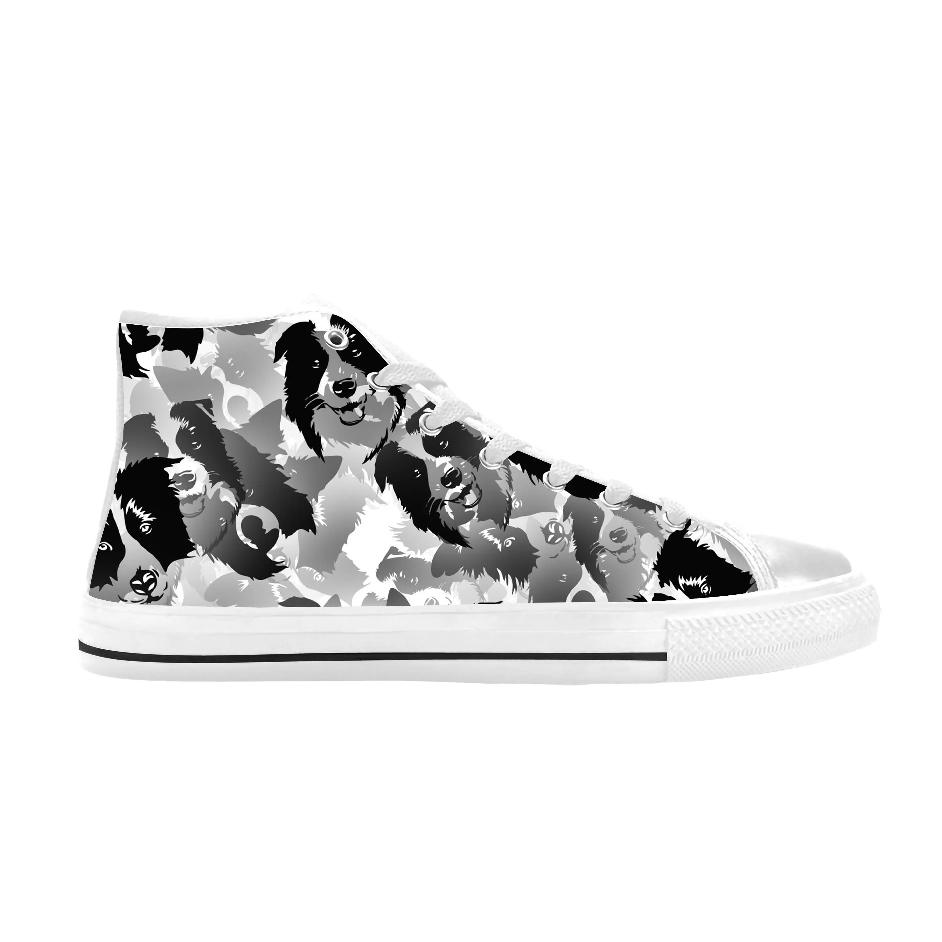 Border Collie Collies Dog Animal Pattern Cartoon Casual Cloth Shoes High Top Comfortable Breathable 3D Print Men Women Sneakers