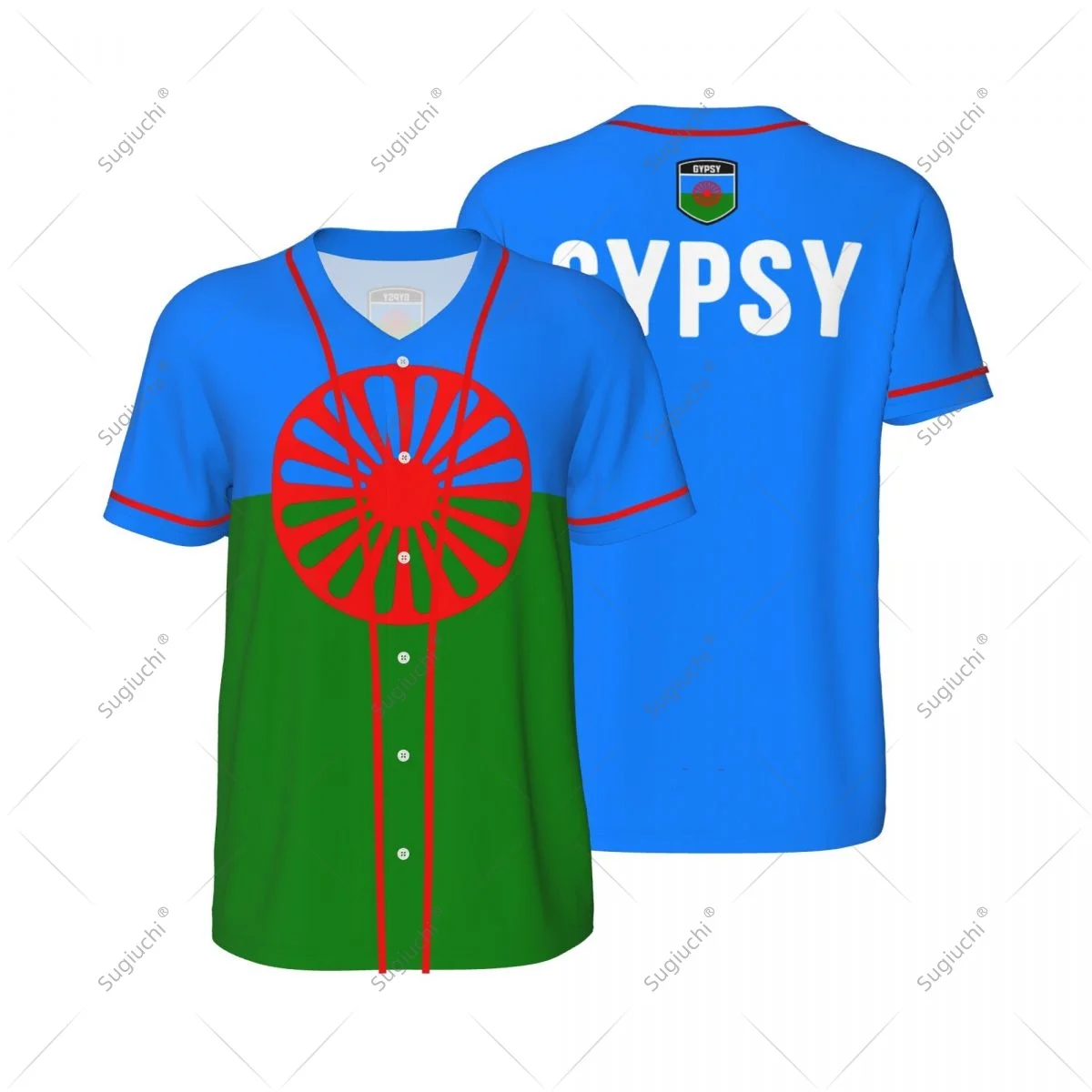 3D Printed Rom Gypsy Flag Of The Romani Men Baseball Jerseys Mesh Sports T-shirt Tees Name Nunber