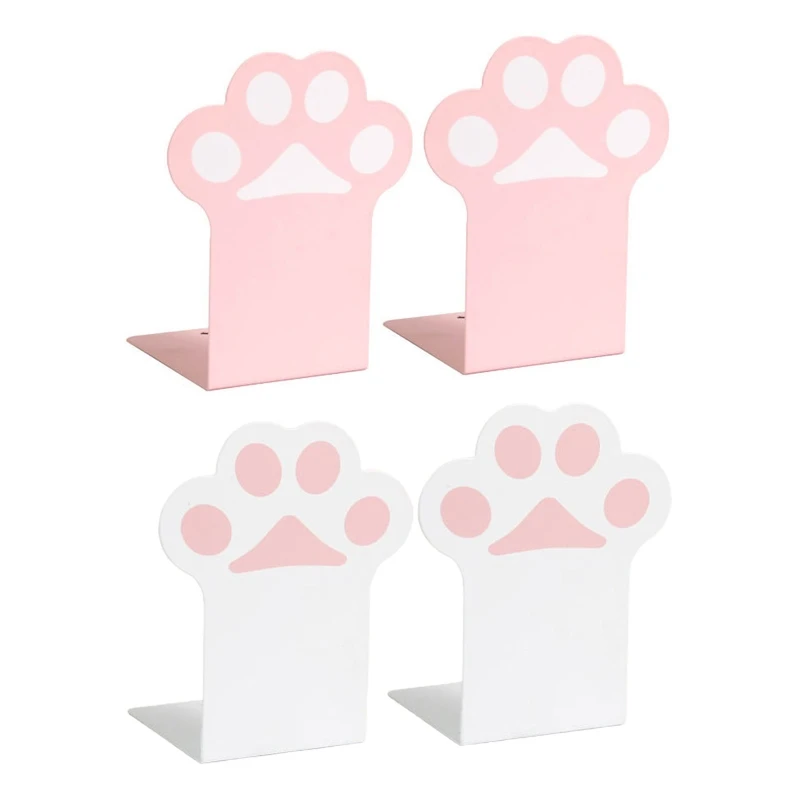 for Creative for Cat Paw Book Ends Stand Metal Bookends Non Skid Sturdy for Students Store Books Files Magazines Newspap