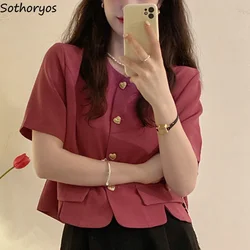Blazers Women Summer Lovely Stylish Button Design Young Temperament All-match Newly Classic Fashion Ulzzang Elegant Leisure Ins