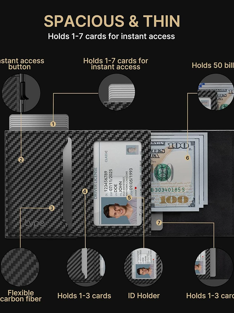 Herren Brieftasche Karten halter Pop-up Aluminium Fall RFID Blocking schlanke minimalist ische Smart Wallet