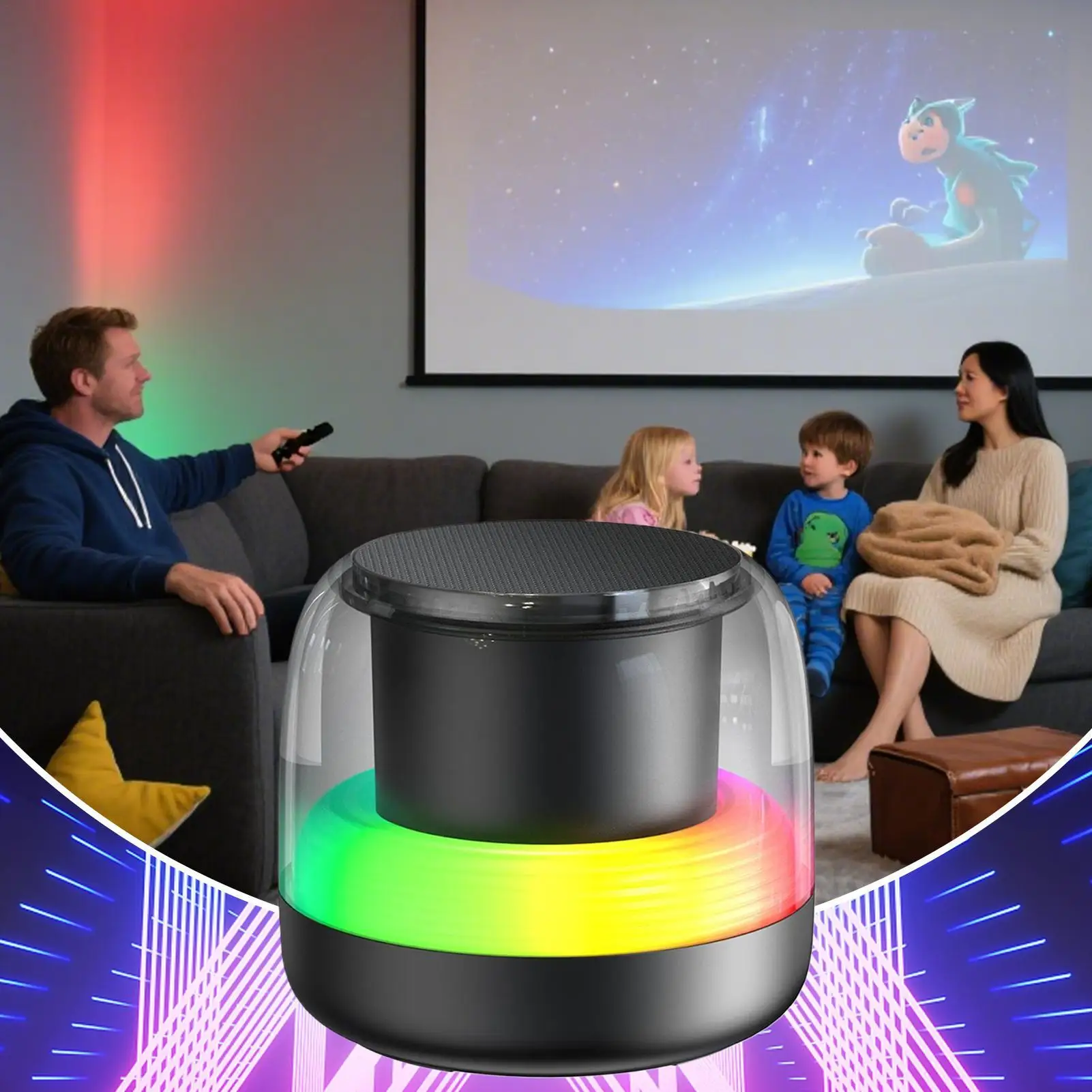 Desktop Speakers Wireless 5.0 Subwoofer Speaker With RGB Light Portable Audio Music Player With 7 Preset Gradient Breathing